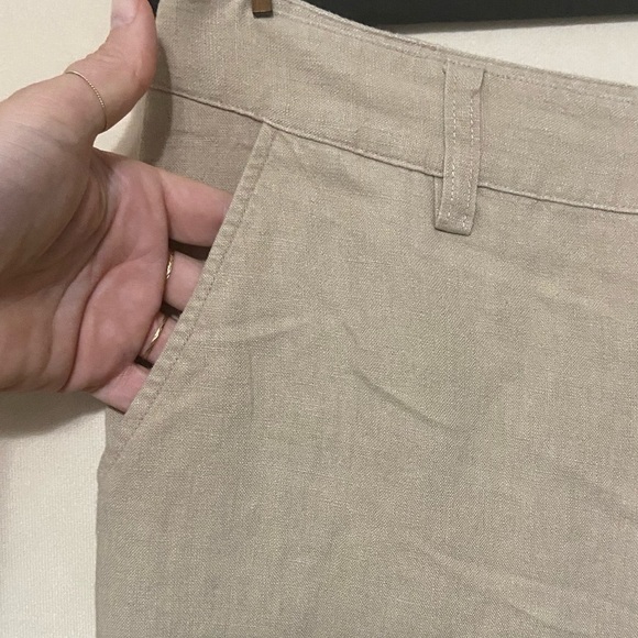 CATO women's 12 rayon linen blend bermuda shorts neutral tan EUC - Picture 5 of 5